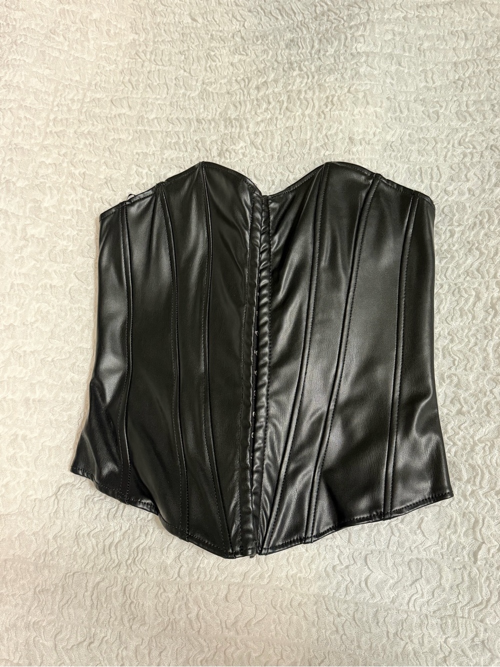Zara Black Faux Leather Strapless Corset Bandeau